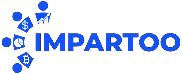 Impartoo logo featuring bold blue text and four financial icons